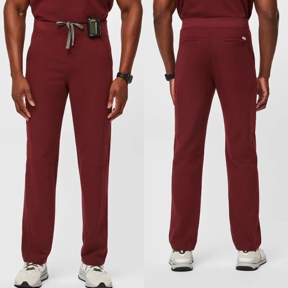 Figs Axim Burgundy Red Cargo Scrub Pants - 35665